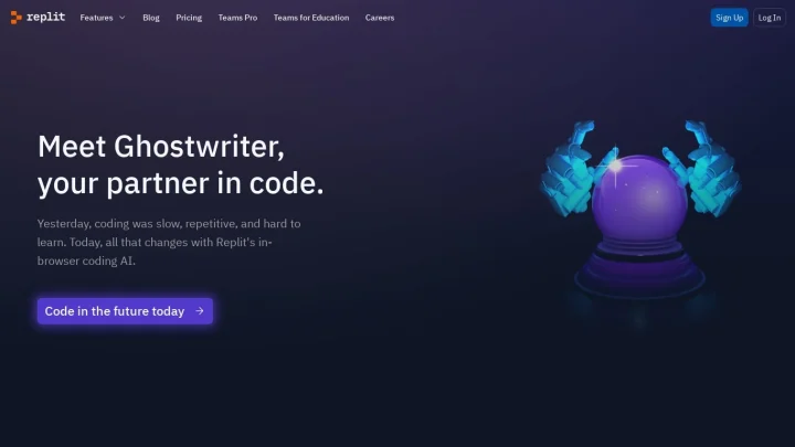 Screenshot of Replit Ghostwriter website