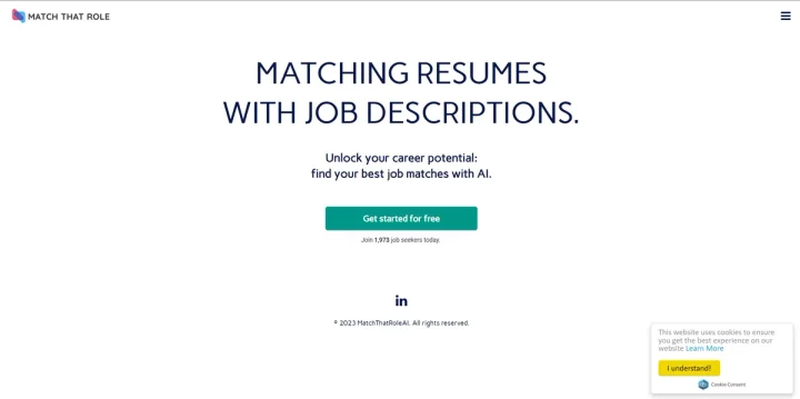 Screenshot of Match That Role website
