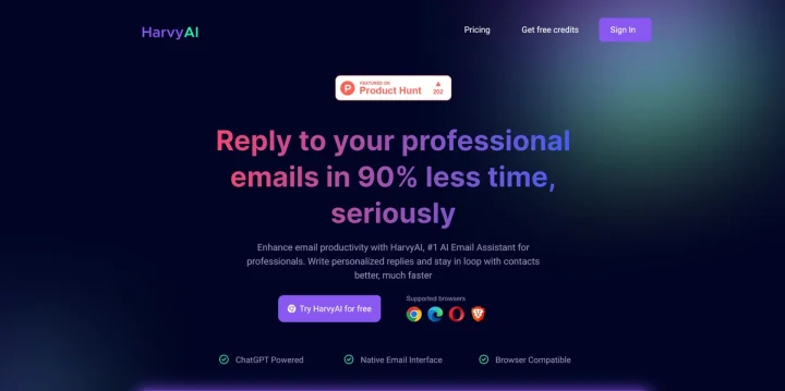 Screenshot of HarvyAI website
