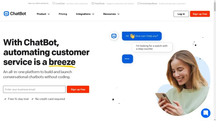 Screenshot of Chat Bot website
