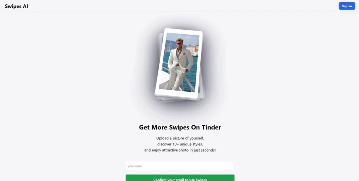 Screenshot of Swipes AI website