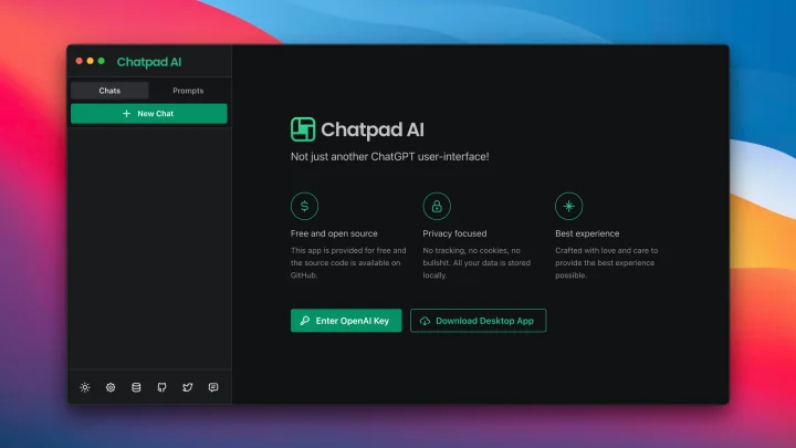 Screenshot of Chatpad AI website