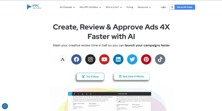 Screenshot of PPC Ad Editor website
