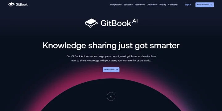 Screenshot of GitBook AI website