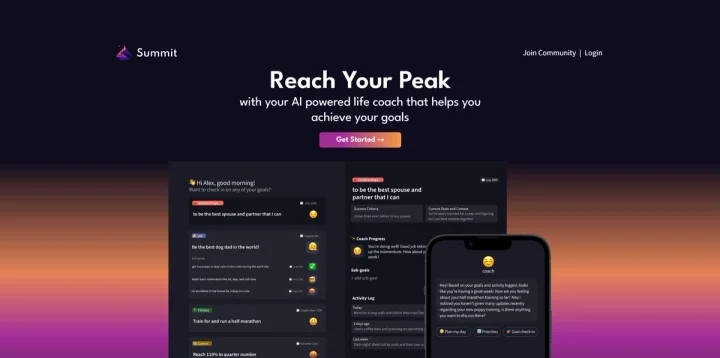 Screenshot of Summit website