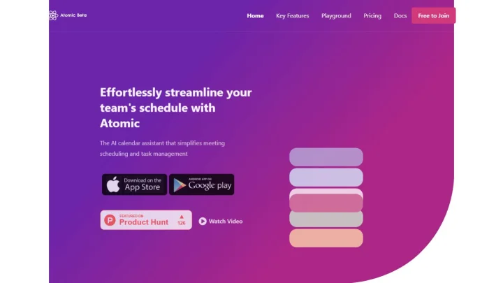 Screenshot of Atomic website
