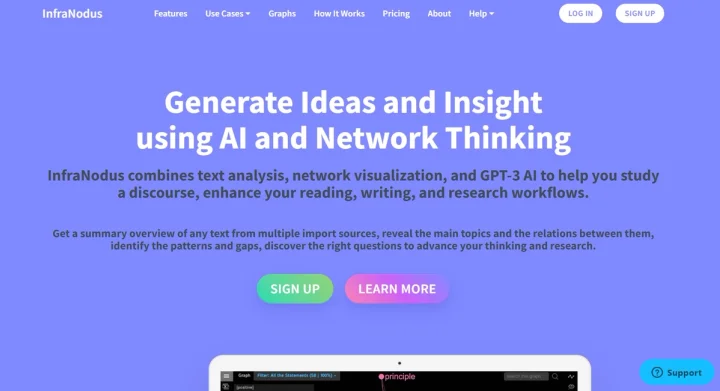 Screenshot of Infranodus website