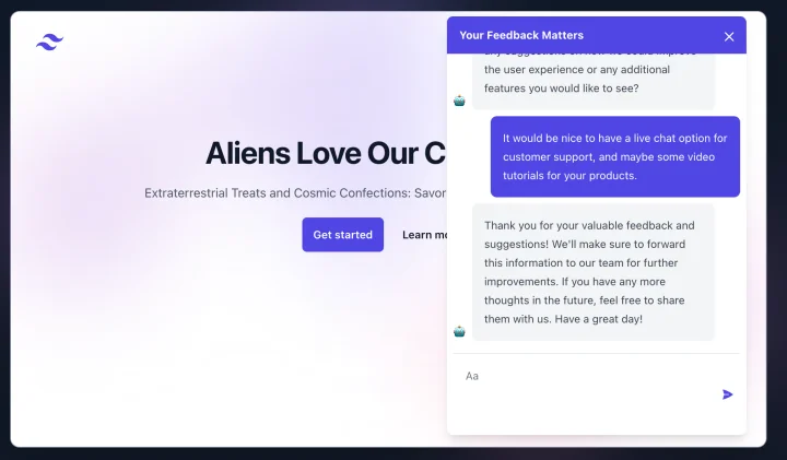 Screenshot of RealFeedback website