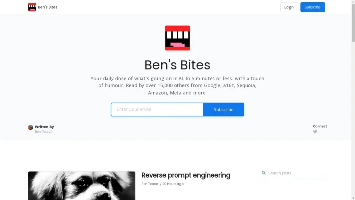 Screenshot of Ben's Bites website