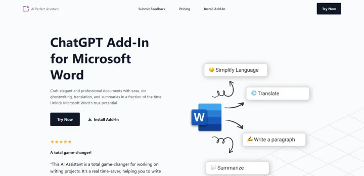 Screenshot of AI Perfect Assistant website