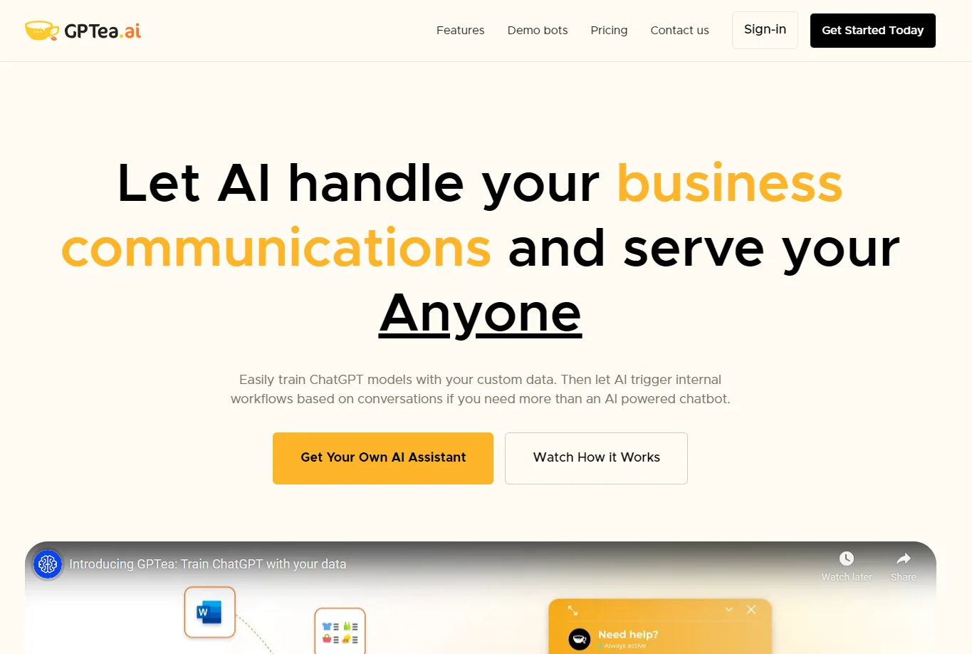 Screenshot of GPTea.ai website