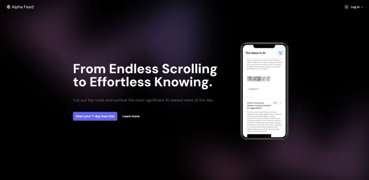 Screenshot of Alpha Feed website