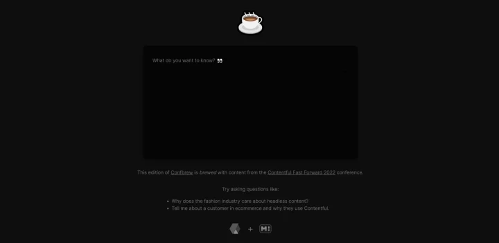 Screenshot of Confbrew website