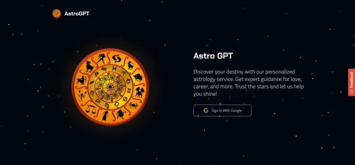 Screenshot of AstroGPT website