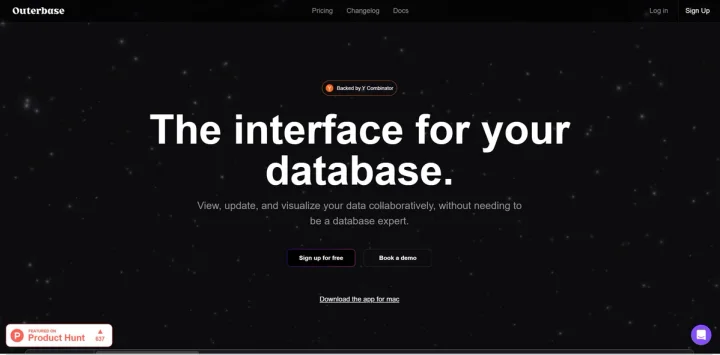 Screenshot of Outerbase website