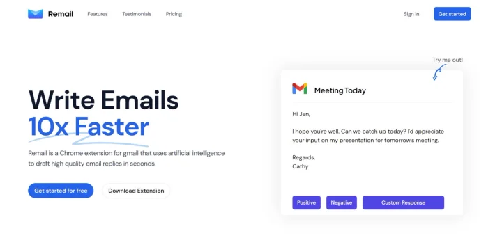 Screenshot of Remail website