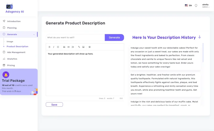 Screenshot of AdsGency AI website