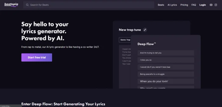 Screenshot of Beatopia website