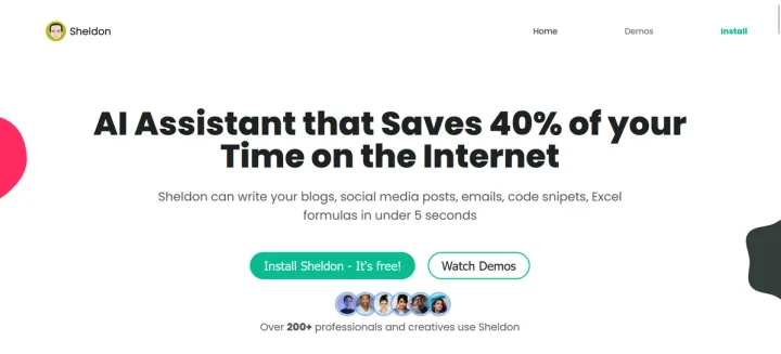 Screenshot of Sheldon AI website