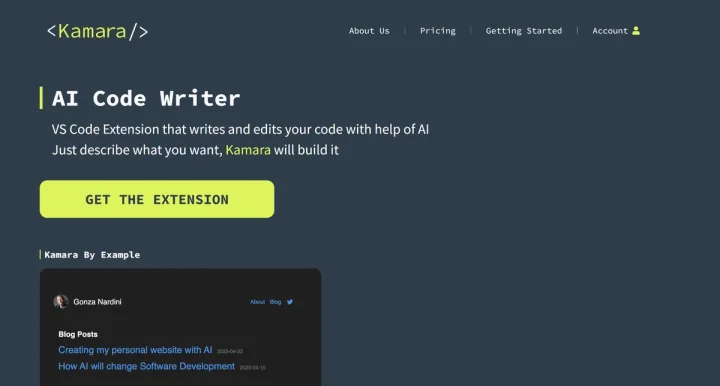Screenshot of Kamara website