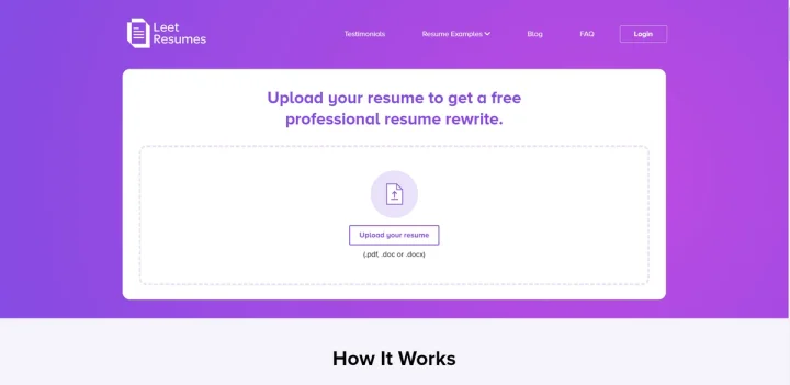 Screenshot of Leet Resumes website