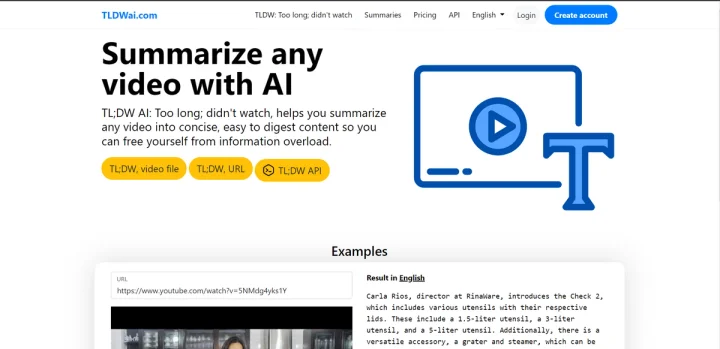Screenshot of Tldwai website