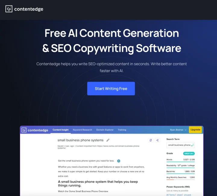 Screenshot of Contentedge website