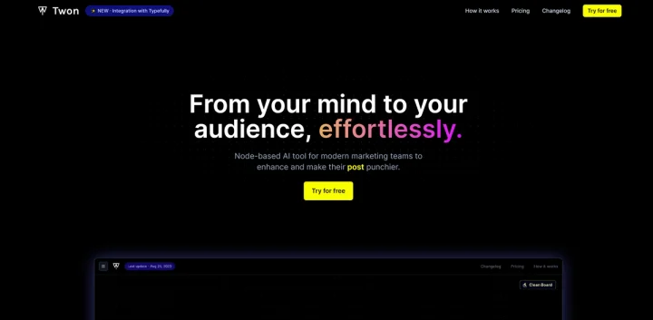 Screenshot of Twon website