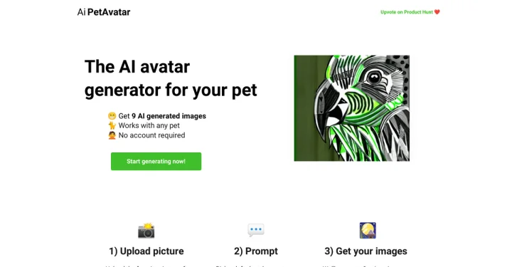 Screenshot of AI Pet Avatar website
