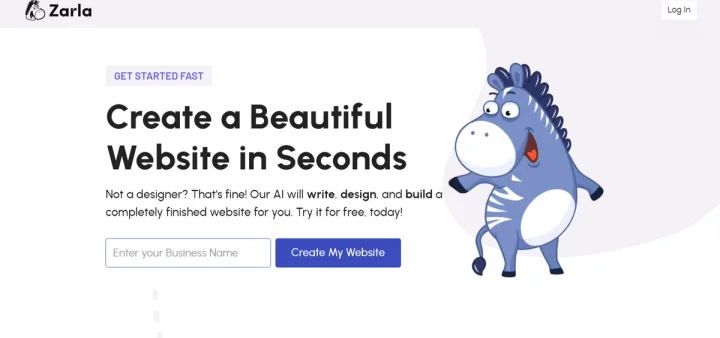 Screenshot of Zarla AI website