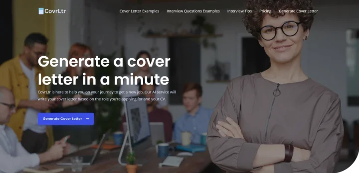 Screenshot of CovrLtr website