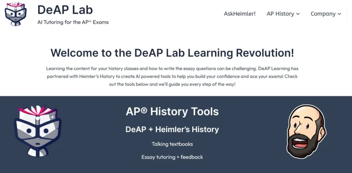 Screenshot of DeAP Learning Labs website