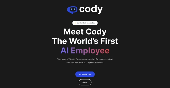 Screenshot of Cody website