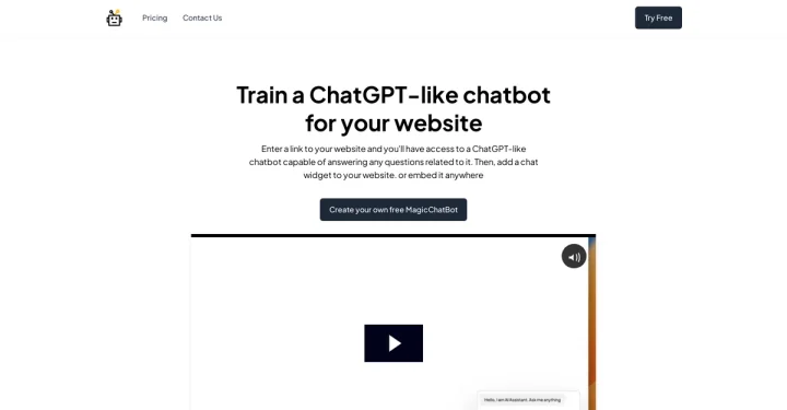 Screenshot of MagicChat AI website