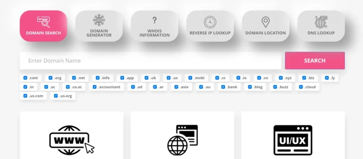 Screenshot of Domain Tools website