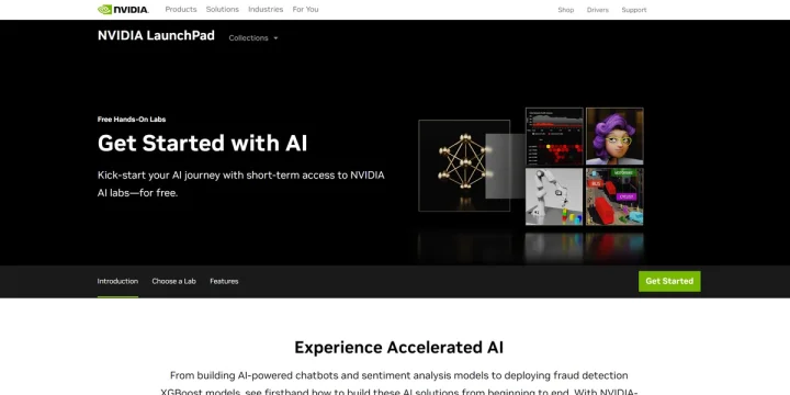 Screenshot of Nvidia Launchpad AI website