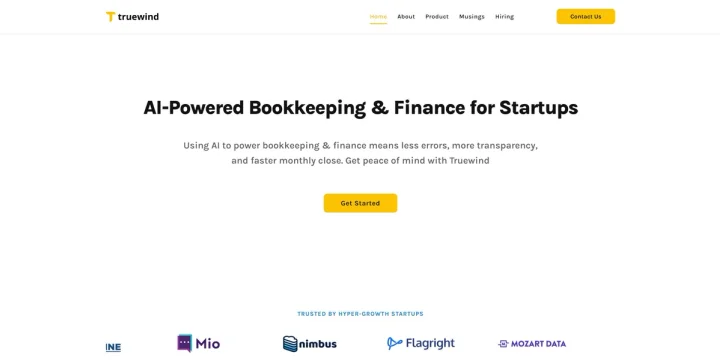 Screenshot of Truewind website
