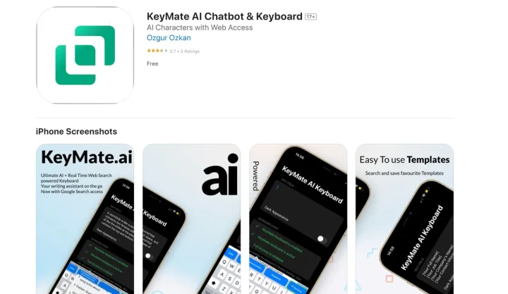 Screenshot of Keymate website