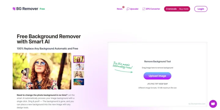 Screenshot of BG Remover website