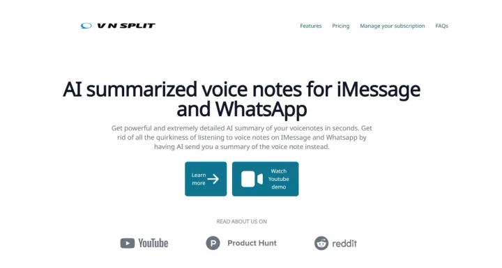 Screenshot of VN Split website