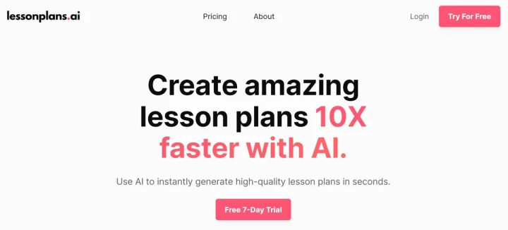 Screenshot of LessonPlans.ai website