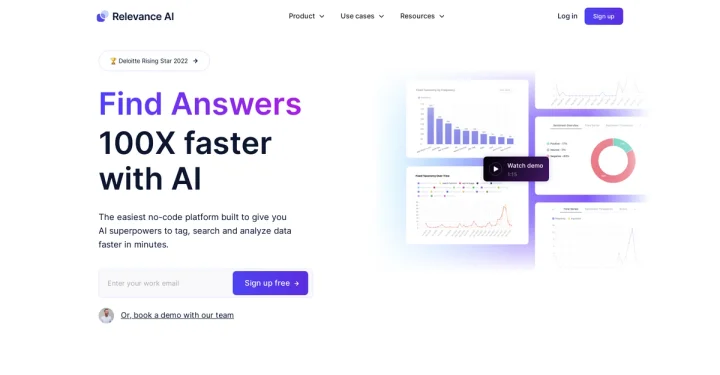 Screenshot of Relevance AI website