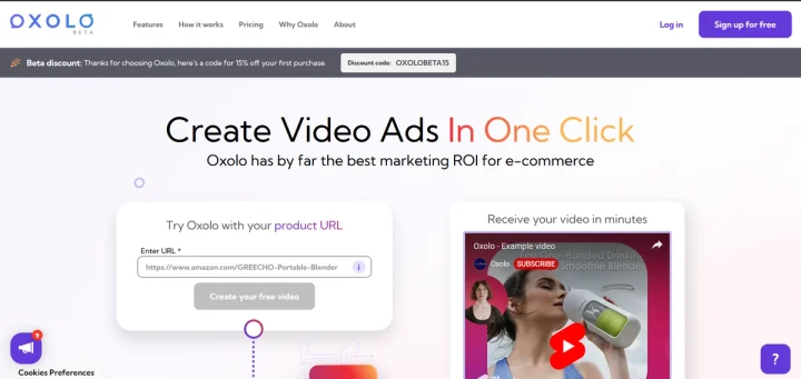 Screenshot of Oxolo.com website