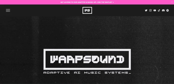 Screenshot of WarpSound website