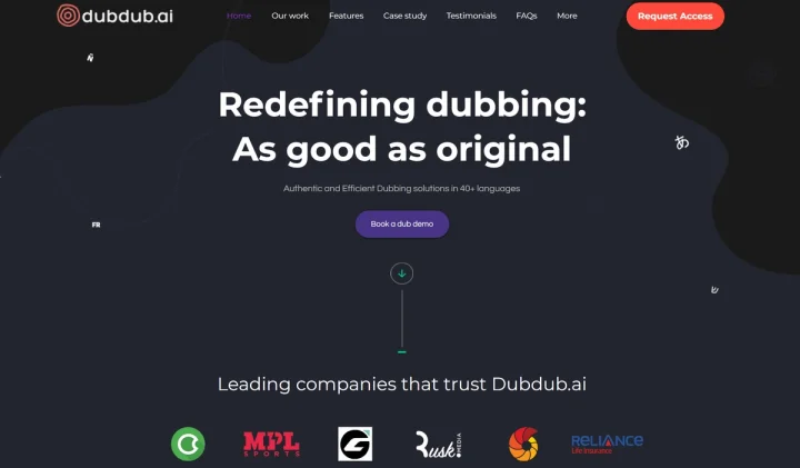 Screenshot of Dubdub.ai website