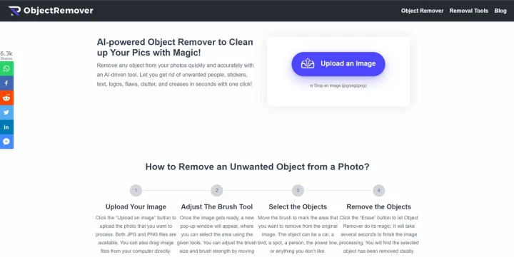 Screenshot of Object Remover website