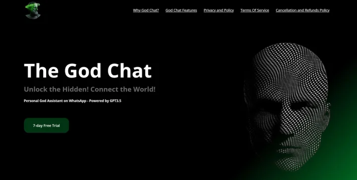 Screenshot of The GodChat website