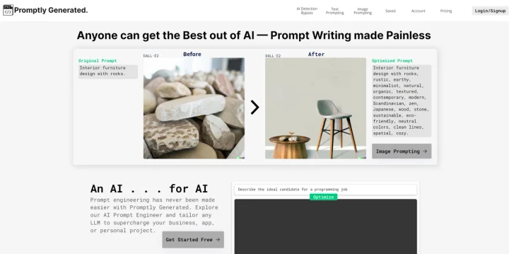 Screenshot of Promptly Generated website