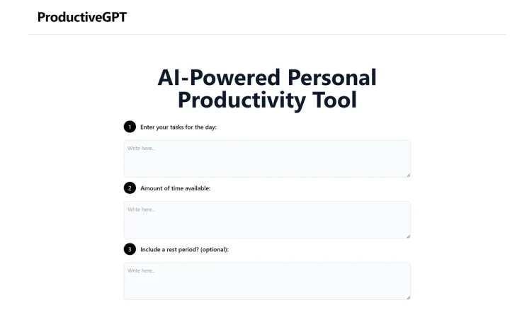 Screenshot of ProductiveGPT website
