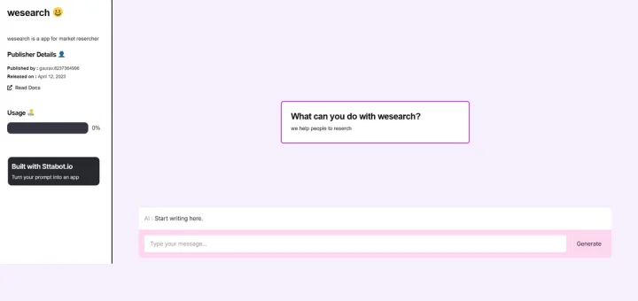 Screenshot of Wesearch website